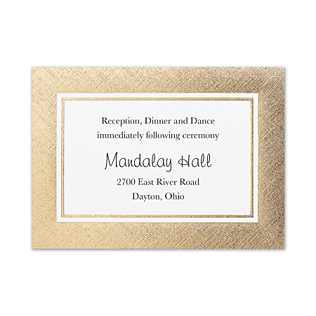 Custom Premium Wedding & Event Reception Cards, 4-7/8" x 3-1/2", Lovely In Linen, Box Of 25 Cards