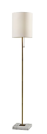 Adesso® Fiona Floor Lamp, 62"H, White Shade/Antique Brass And White Base