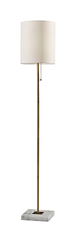 Adesso® Fiona Floor Lamp, 62"H, White Shade/Antique Brass