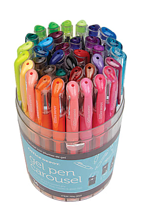 Office Depot Brand Gel Pen Carousel Medium Point 0.7 mm Translucent Barrel Assorted Colors Pack Of 36 Office Depot