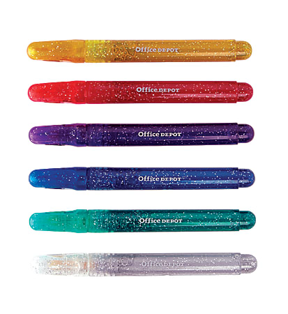 Office Depot® Brand Glitter Markers, Chisel-Point, Assorted Colors, Pack Of 6