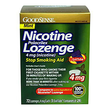 GoodSense® Nicotine Polacrilex Lozenge, 4mg (Nicotine), Box Of 72