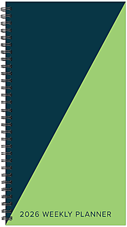 2026 Willow Creek Press Weekly/Monthly Spiral Pocket Planner, 3-1/2" x 6-1/2", Navy Lime Duotone, January To December, 57711