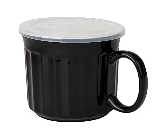Mind Reader Stonewear Vented Soup Mug, 22 Oz, Black