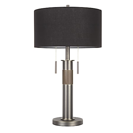 LumiSource Trophy Table Lamp, 26-1/2"H, Black Shade/Gunmetal Base