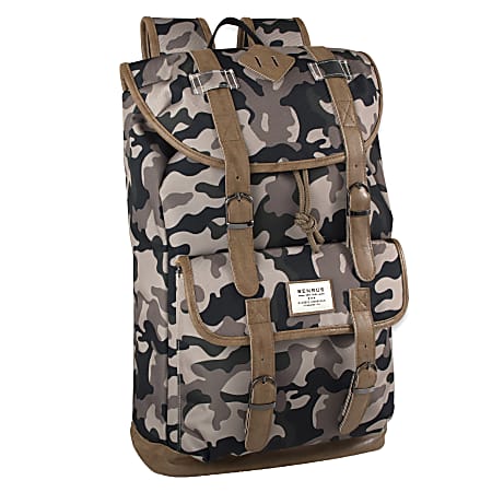 Trailmaker Buckled Backpack With 17" Laptop Pocket, Camo Green/Brown