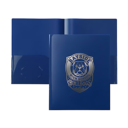 Custom Printed 1-Color High Gloss Poly 2-Pocket Presentation Folders, Letter Size (11-5/8″ x 9-3/8″), Assorted Colors, Box Of 60