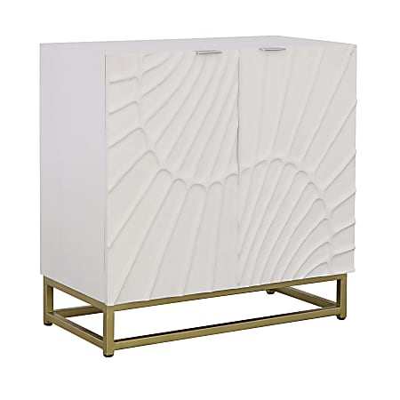 Coast to Coast Modern 34”W Storage Cabinet, Fallow White/Gold