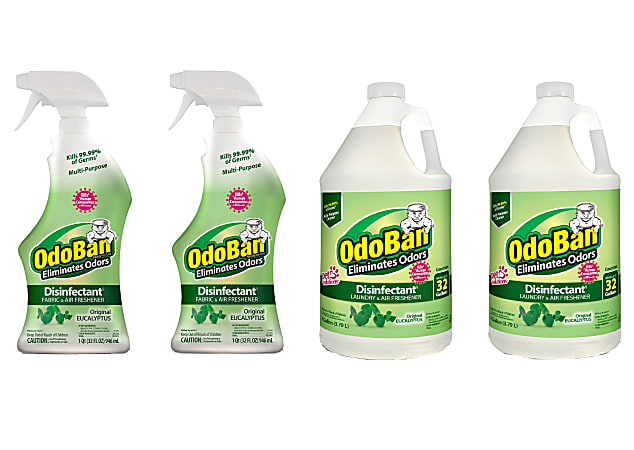 OdoBan® Odor Eliminator Disinfectant, Original Eucalyptus Scent, Case Of 2 Quart Sprays And 2 Gallon Concentrates