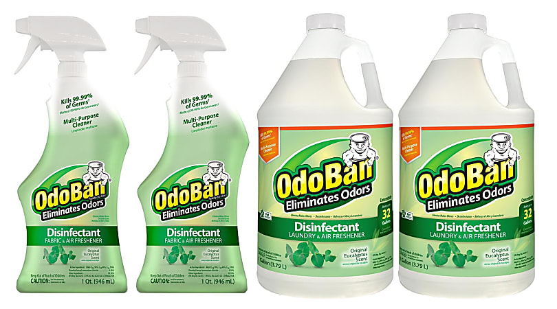 OdoBan® Odor Eliminator Disinfectant, Original Eucalyptus Scent, Case Of 2 Quart Sprays And 2 Gallon Concentrates