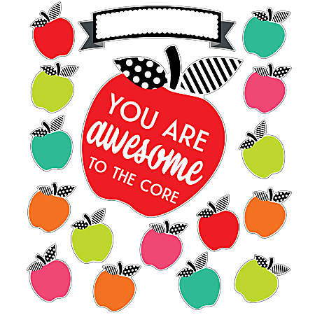 Schoolgirl Style Black, White & Stylish Brights You Are Awesome To The Core Bulletin Board Set, Set Of 38 Pieces