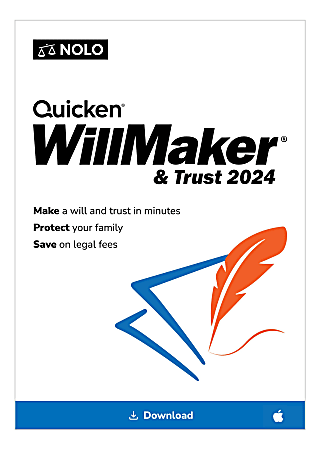Individual Software QUICKEN Will & Trust Maker, 2024, For 1 Device, 1-Year Subscription, MAC/IOS, Download