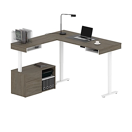 Bestar Viva 72 W L Shaped Standing Corner Desk With Credenza