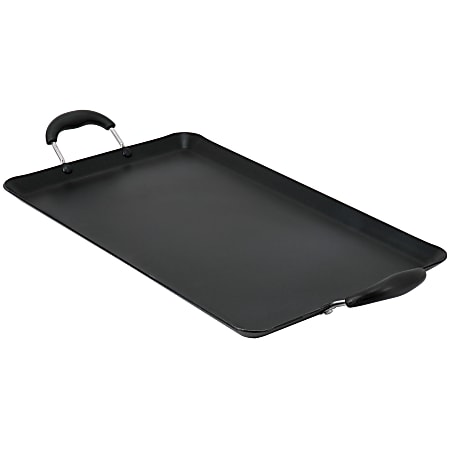 Oster Clairborne Aluminum Nonstick Double Burner Rectangular Griddle Pan, 19” x 11-5/8”, Charcoal Gray