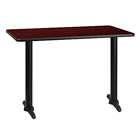 Flash Furniture Laminate Rectangular Table Top With Table-Height Bases, 31-1/8"H x 30"W x 42"D, Mahogany/Black