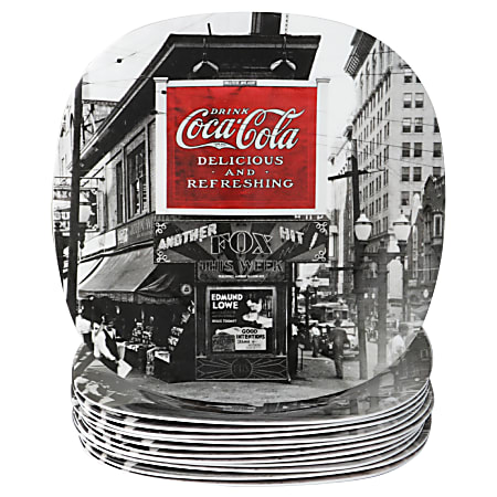 Coca-Cola Coke Noir 12-Piece Dessert Plate Set, 8-1/4", Red/Gray