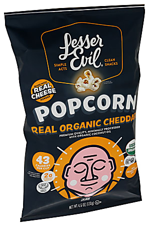 LesserEvil Organic Popcorn, Cheddar, 4.6 Oz, Total Qty 12