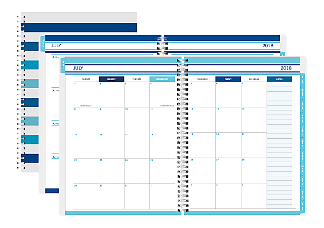 Office Depot® Brand Academic Weekly/Monthly Planner, 8 1/2" x 11", Stripes, July 2018 to June 2019