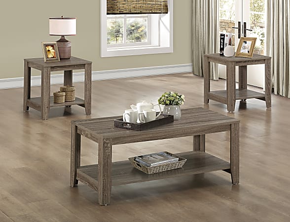 Monarch Specialties 3 Piece Coffee Table Set With Shelves