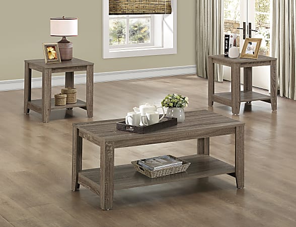 Monarch Specialties 3-Piece Coffee Table Set With Shelves,