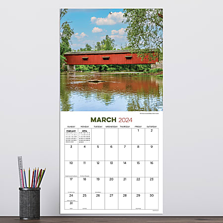 2024 TF Publishing Scenic Wall Calendar, 12" x 12", Indiana, January To