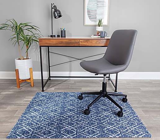 Vinyl floor mat for office chair Persian blue pattern 