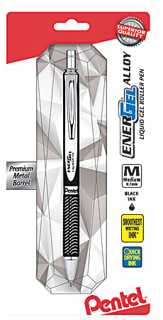 Pentel® EnerGel™ Alloy RT Gel Pen, Medium Point, 0.7 mm, Black Barrel, Black Ink