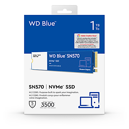  Western Digital 1TB WD Blue SN570 NVMe Internal Solid State  Drive SSD - Gen3 x4 PCIe 8Gb/s, M.2 2280, Up to 3,500 MB/s - WDS100T3B0C :  Electronics