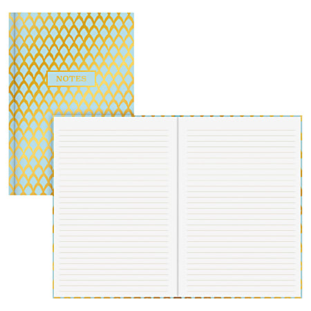 Blue Sky Gold Geo Bookbound Notebook, 5" x 8", 80 Sheets, Gold/Blue