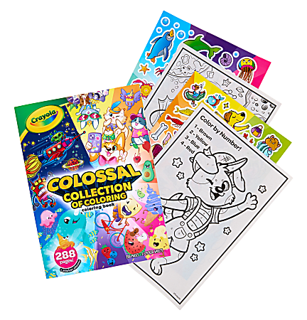 Crayola Colossal Collection of Coloring, 288 Coloring Book Pages, 2 Sticker Sheets, Coloring Book for Kids, Travel Activity, 3+