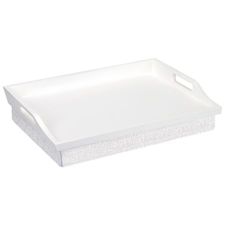 Rossie Home Lap Tray With Pillow, 4.1"H  x 17.5"W x 13.5"D, Soft White