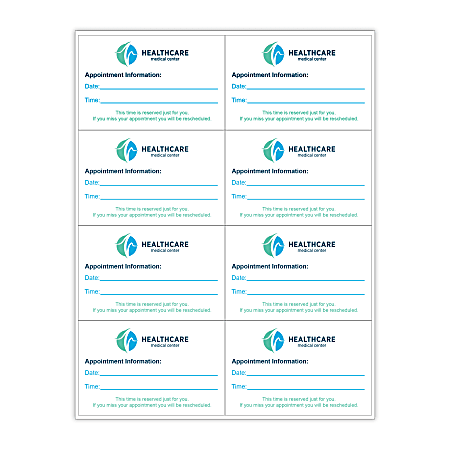 Custom Printed 3-Color Laser Sheet Labels And Stickers, 2-3/4" x 4-1/4" Rectangle, 8 Labels Per Sheet, Box Of 100 Sheets