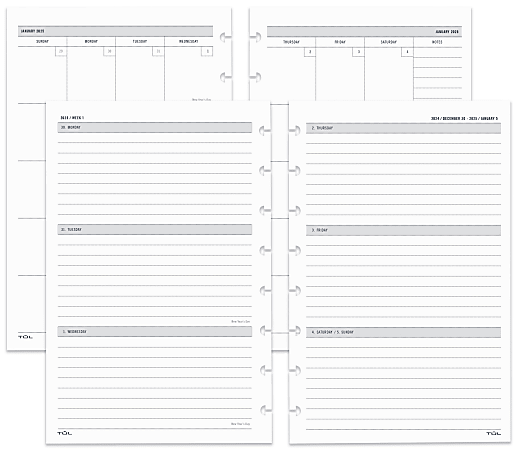 2025 TUL® Discbound Weekly/Monthly Planner Refill Pages, Junior Size, January To December