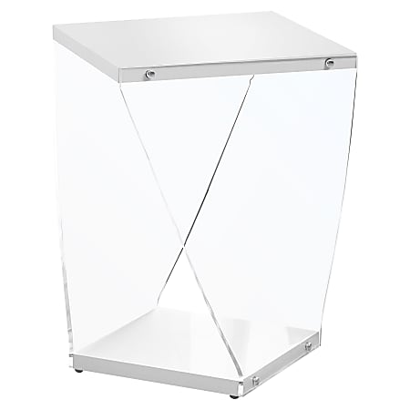 Monarch Specialties Glossy Accent Table With Twisted Base, Rectangular, White/Clear