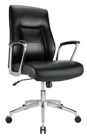 Realspace® Modern Comfort Delagio Bonded Leather Mid-Back Manager's Chair, Black/Silver