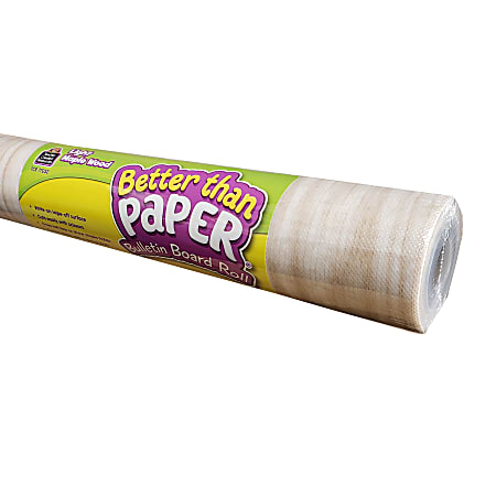 Teacher Created Resources® Better Than Paper® Bulletin Board Paper Rolls, 4' x 12', Light Maple Wood, Pack Of 4 Rolls