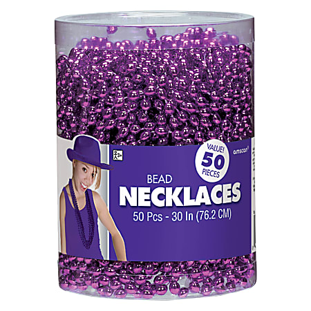 Amscan Bead Necklaces, 30", Purple, Pack Of 50 Necklaces