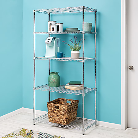 Honey Can Do 5-Tier Adjustable Shelving Unit, 72”H x 18”W x 36”D, Chrome