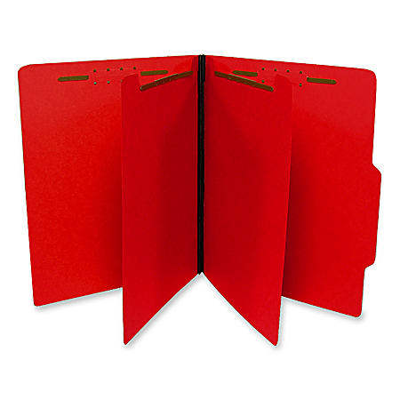 SJ Paper Top-Tab Economy Classification Folders, Letter Size, 2 Dividers, 35% Recycled, Red, Box Of 25