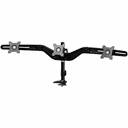 Amer Mounts Grommet Based Triple Monitor Mount for three 15"-24" LCD/LED Flat Panel Screens - Supports up to 17.6lb monitors, +/- 20 degree tilt, and VESA 75/100