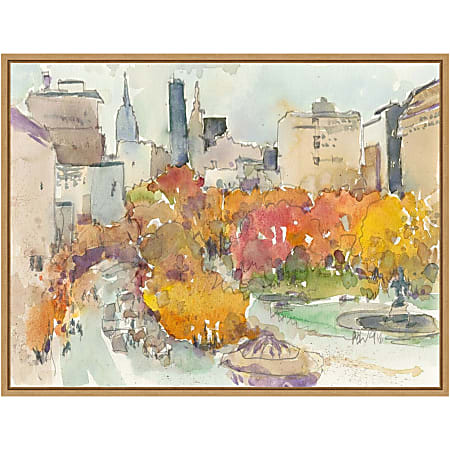 Amanti Art Autumn in New York Study III by Samuel Dixon Framed Canvas Wall Art Print, 18”H x 24”W, Maple
