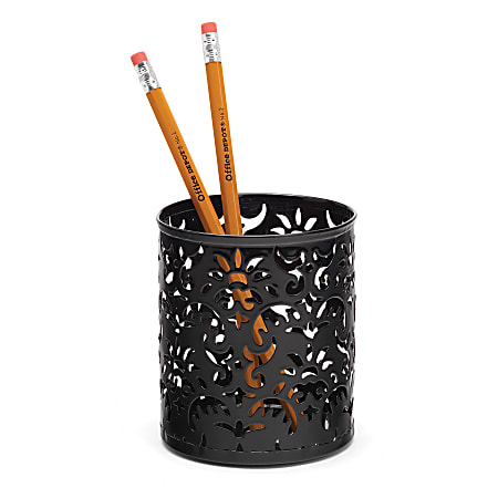 Realspace™ Brocade Pencil Cup, Black