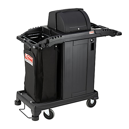 Suncast Commercial® Plastic Cart, Compact Premium Housekeeping, 46-5/8"H x 23-1/4"W x 43-7/16"D, Black