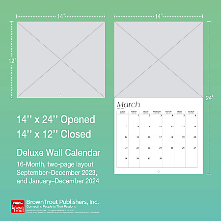 2024 Brown Trout Family And Children Large Print Monthly Wall Calendar 12 x  14 Big Bright January To December - Office Depot