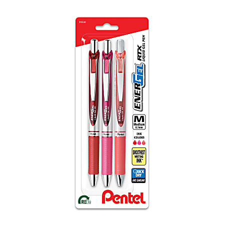 Pentel® EnerGel® Deluxe RTX Gel Pens, Medium Point, 0.7 mm, Assorted Barrels, Assorted Ink, Journaling Expressions, Pack Of 3 Pens