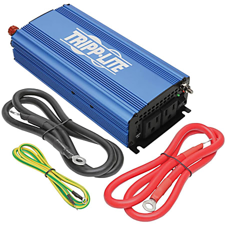Tripp Lite 750W Light Duty Compact Power Inverter with 2 AC1 USB  2.0ABattery Cables Mobile DC to AC power inverter DC 12 V 750 Watt 750 VA  output connectors 2 - Office Depot