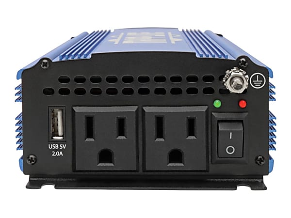 Tripp Lite 750W Light-Duty Compact Power Inverter with 2 AC/1 USB - 2.0A/Battery Cables, Mobile - DC to AC power inverter - DC 12 V - 750 Watt - 750 VA - output connectors: 2