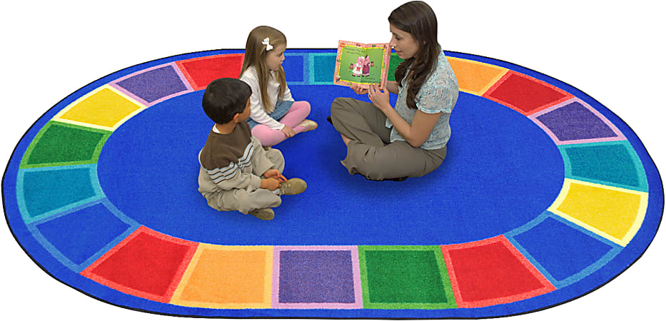 Joy Carpets® Kids' Essentials Oval Area Rug, Color Tones™, 7-33/50' x 10-3/4', Multicolor