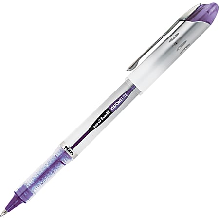 uni-ball® Vision Elite Rollerball Pen, 0.8 mm, Light Gray Barrel, Purple Ink