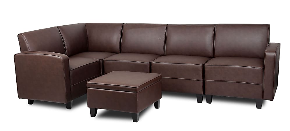 Boss Sectional Sofa With Ottoman And Table, Brown